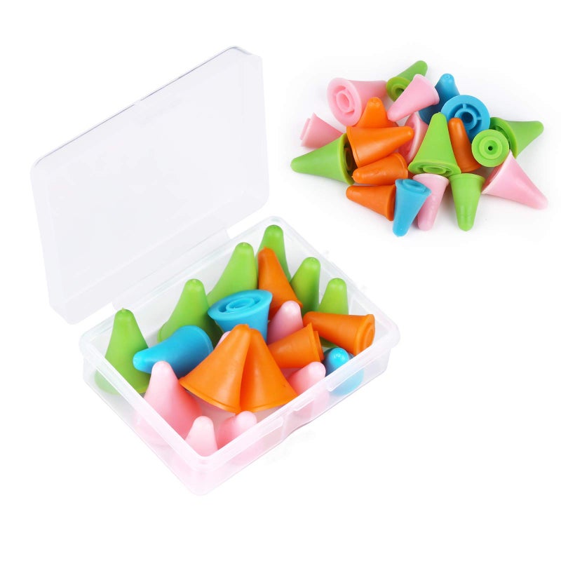 LOKUNN 20 PCS Knitting Needles Point Protectors/Stoppers with Plastic Box, Include 10 Small & 10 Large, Knit Needle Tip Covers for Beginners Knitting Craft DIY - Image 1